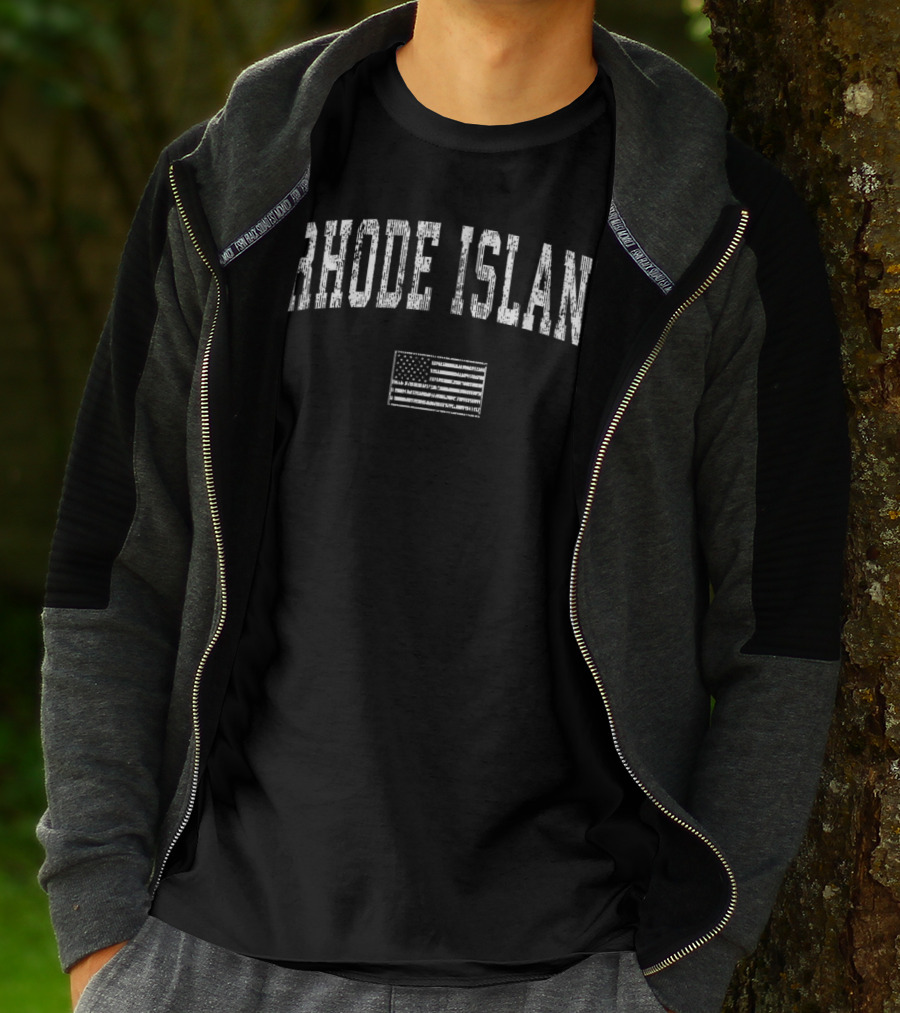 Rhode Island Vintage American Flag Sports T-Shirt