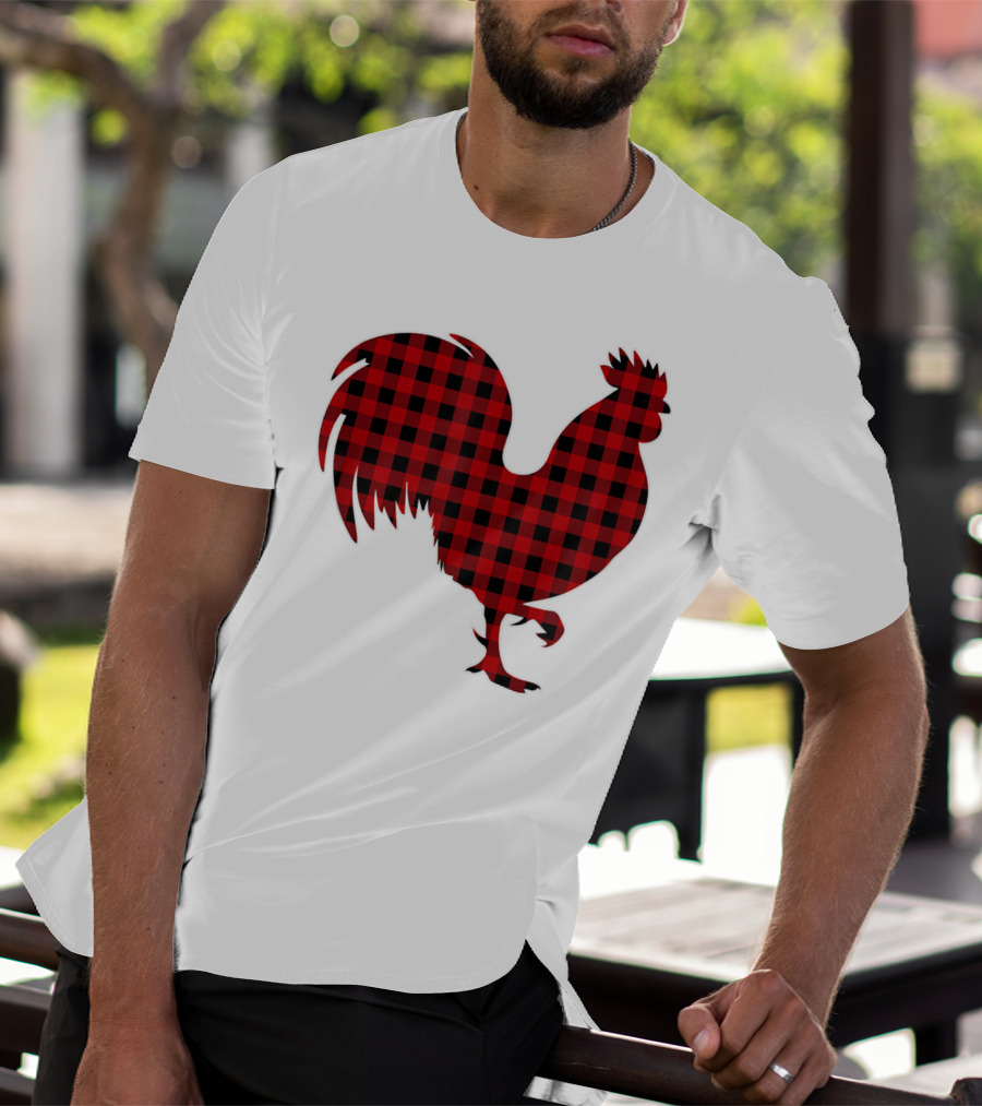 Rooster Red Plaid Buffalo Check T-Shirt
