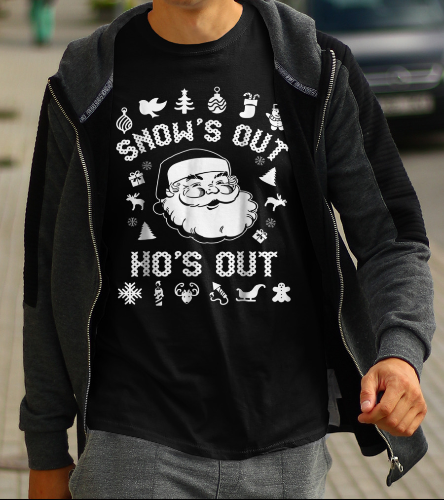 Snow's Out Ho's Out Funny Santa Christmas Holiday Icons T-Shirt