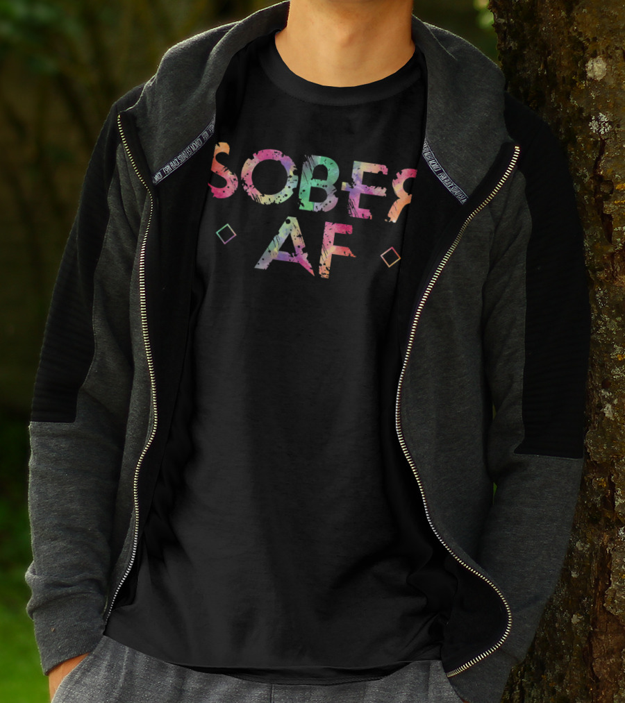 Sober AF Watercolor Sobriety Recovery 12 Step Inspirational T-Shirt