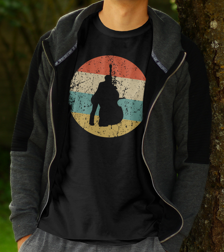Vintage Stand Up Bass Retro Sunset Music T-Shirt