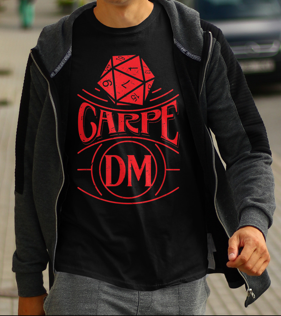 Carpe DM Tabletop Gaming Fantasy Dragons D20 Dice T-Shirt
