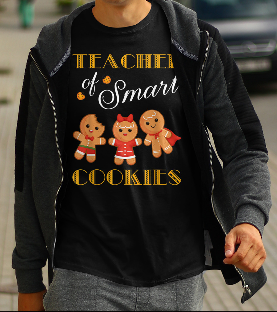 Teacher Of Smart Cookies Christmas Gingerbread Baking Team T-Shirt
