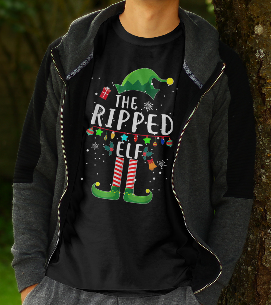 The Ripped Elf Christmas Family Fun Matching T-Shirt