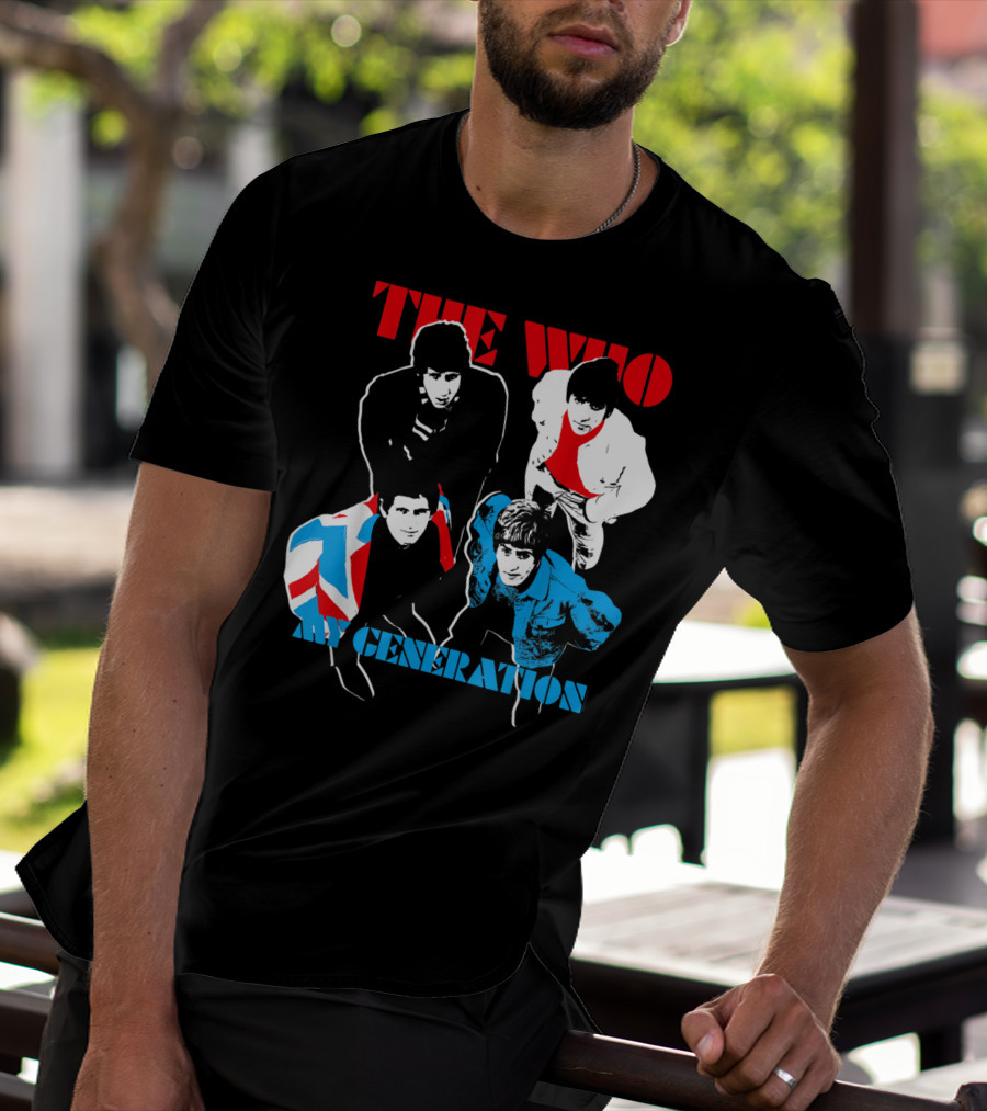 The Who My Generation Band Members With Union Jack Flag T-Shirt