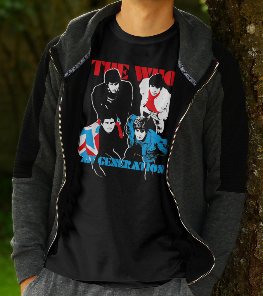 The Who My Generation Band Members With Union Jack Flag T-Shirt