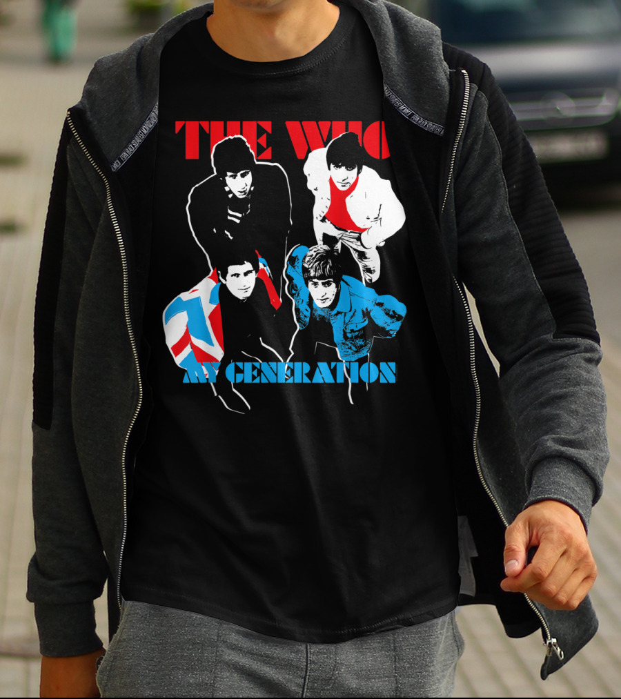 The Who My Generation Band Members With Union Jack Flag T-Shirt