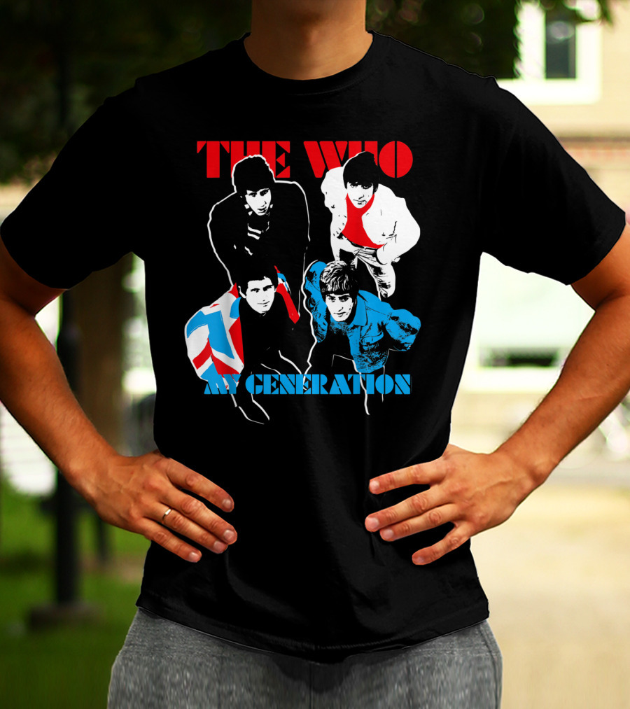 The Who My Generation Band Members With Union Jack Flag T-Shirt