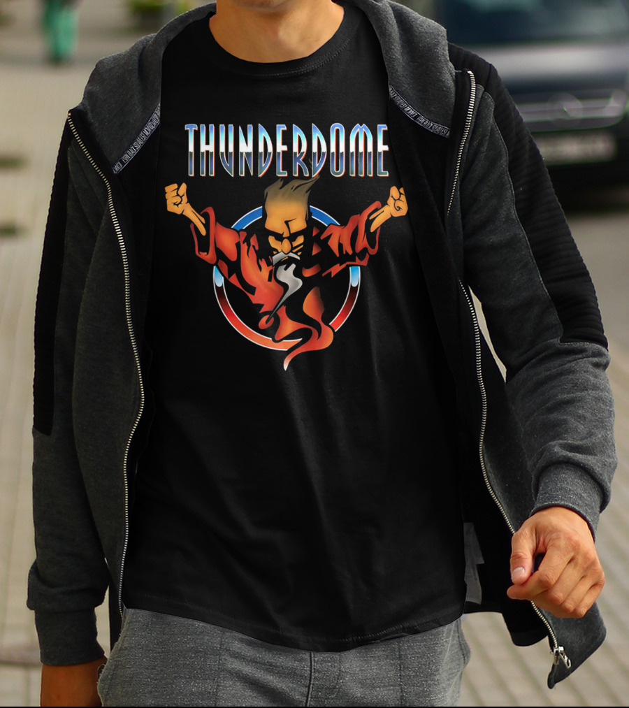 Thunderdome Navy And Inferno Fist Raised Character T-Shirt