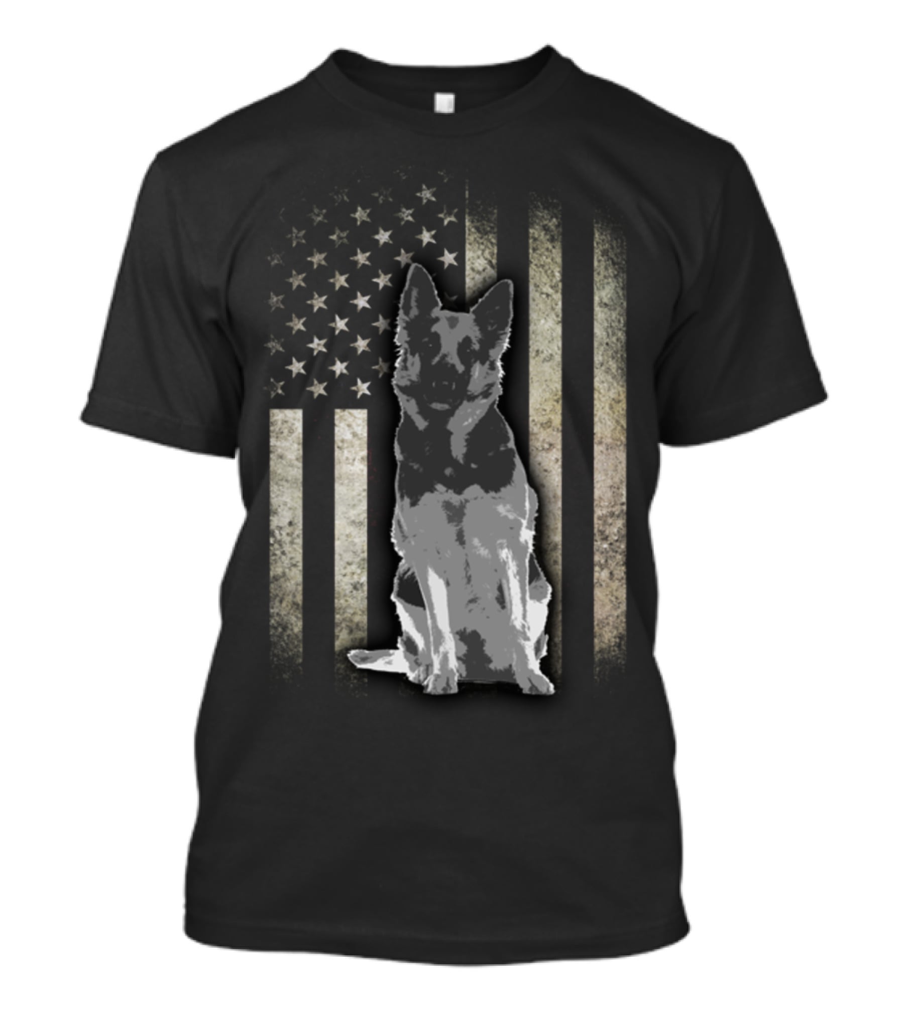 Twosided German Shepherd American Flag T-Shirt