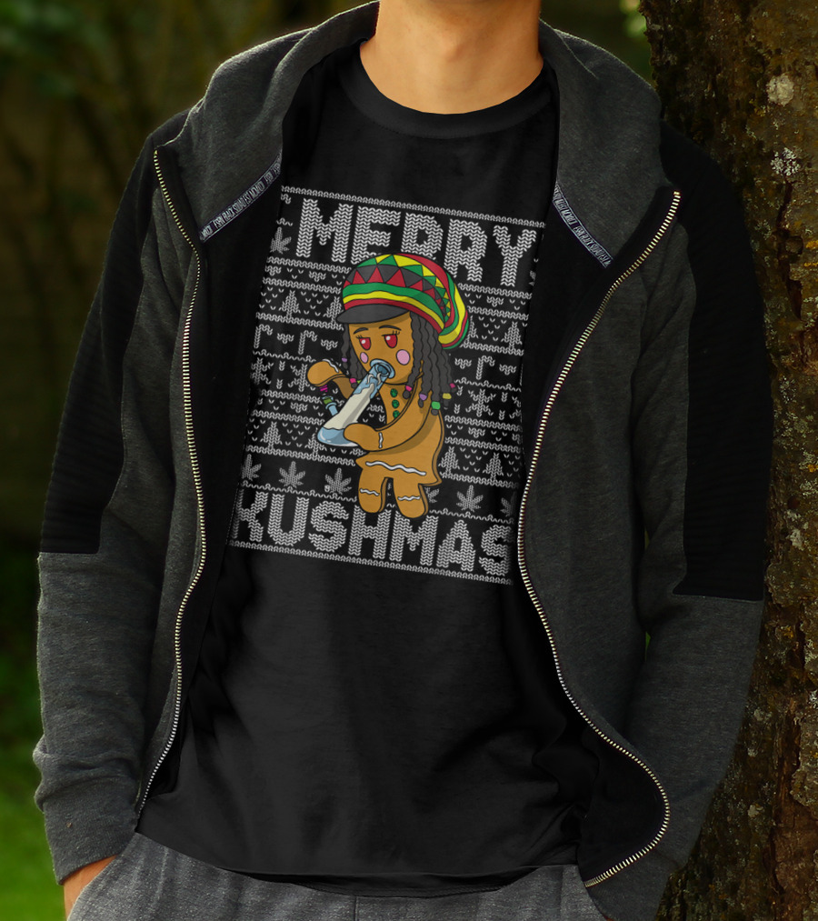 Merry Kushmas Ugly Christmas420 Marijuana T-Shirt