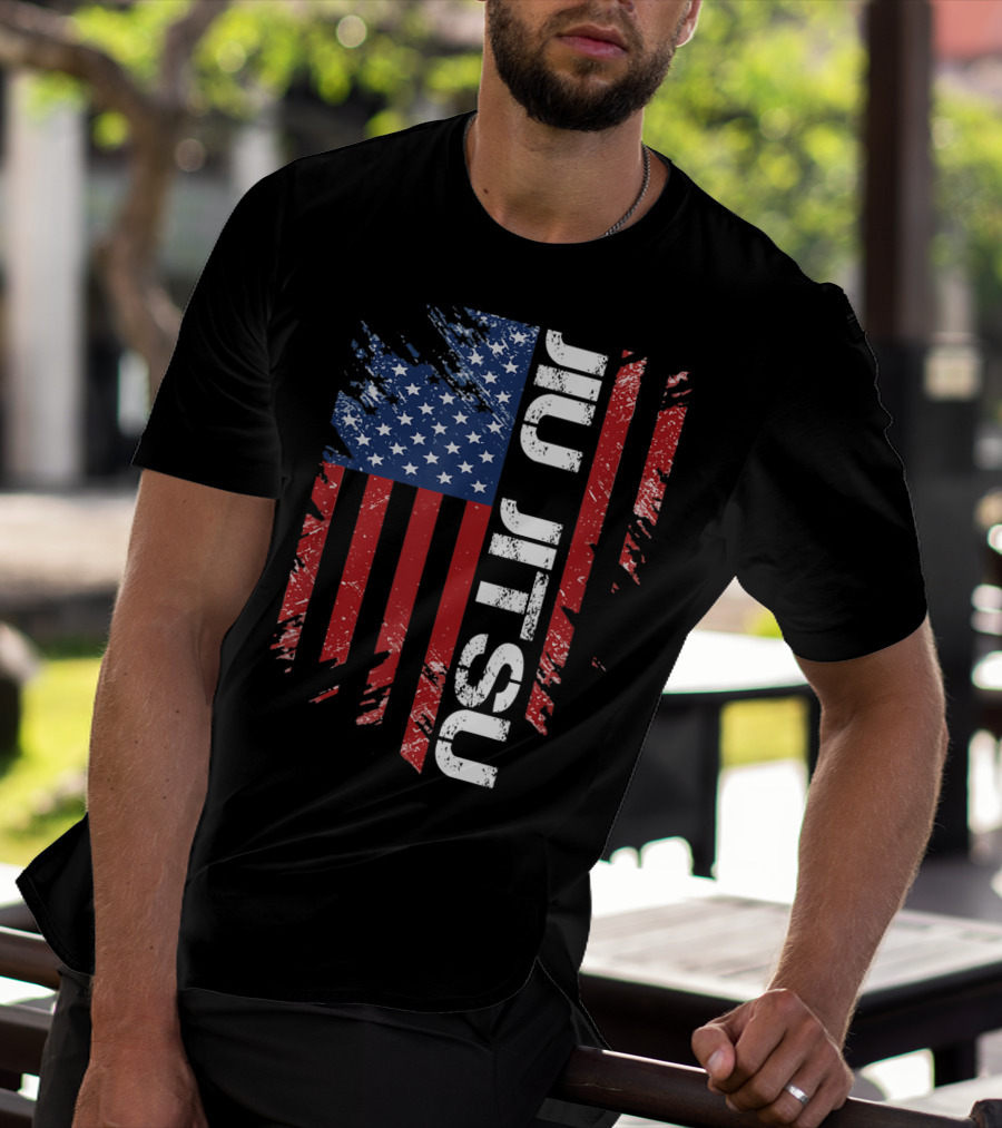Vintage American USA Flag Jiu Jitsu T-Shirt