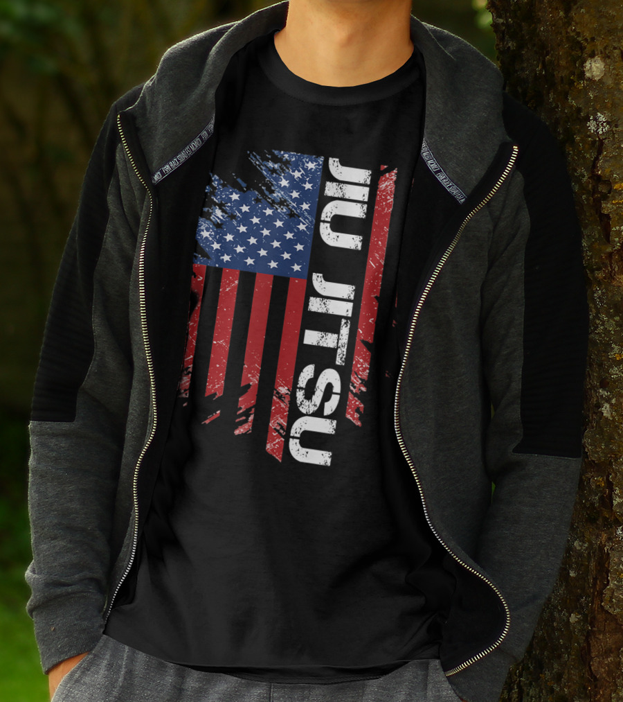 Vintage American USA Flag Jiu Jitsu T-Shirt