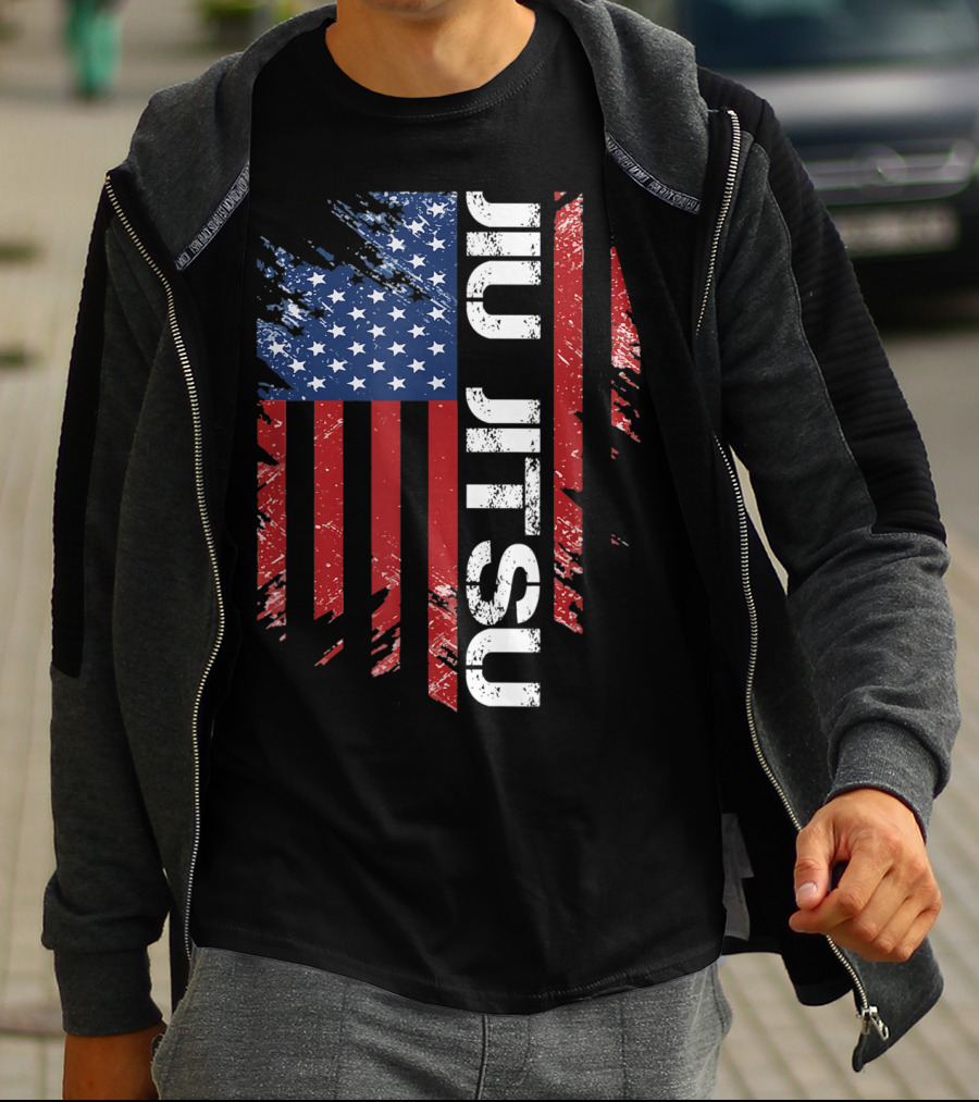 Vintage American USA Flag Jiu Jitsu T-Shirt