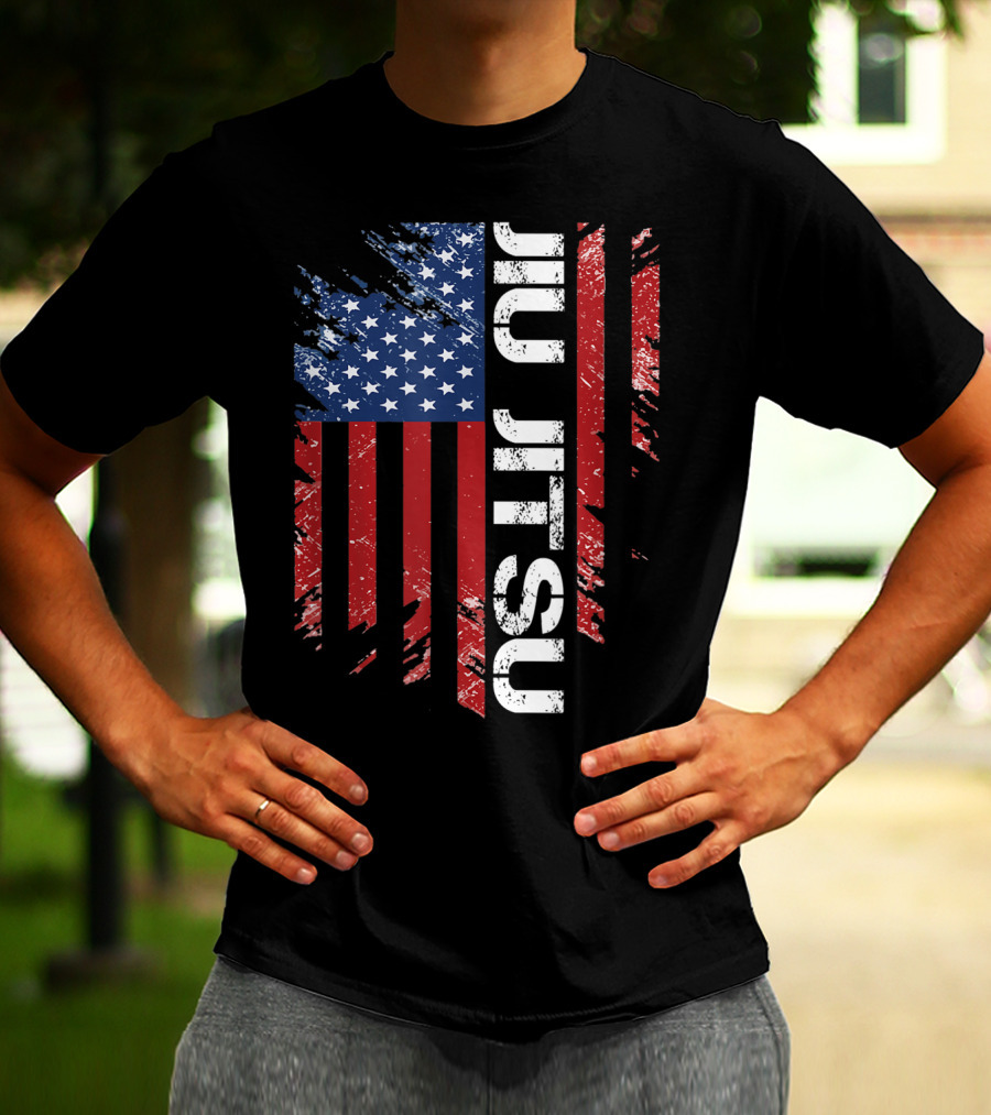 Vintage American USA Flag Jiu Jitsu T-Shirt