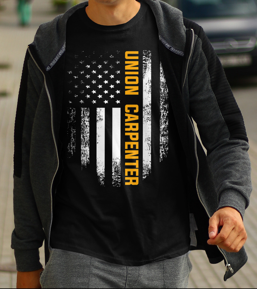 Union Carpenter Vintage American USA Flag Cool T-Shirt