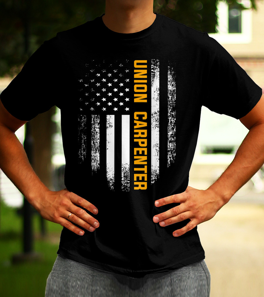Union Carpenter Vintage American USA Flag Cool T-Shirt
