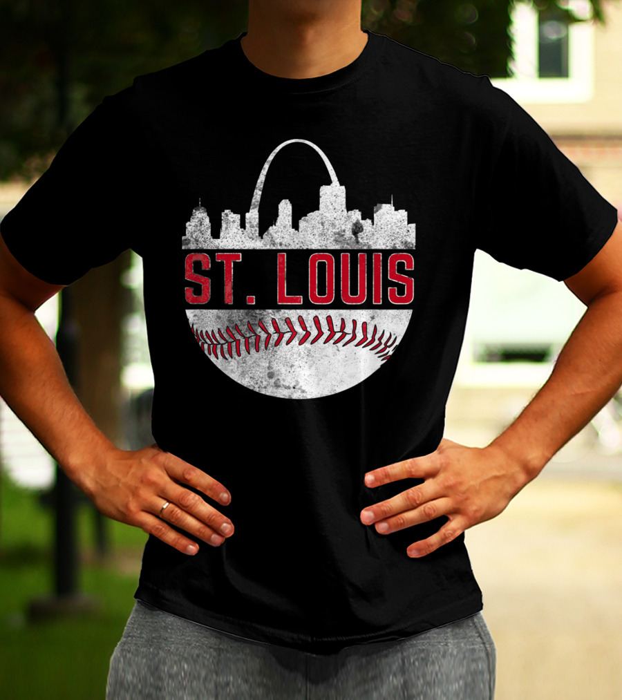 St. Louis Vintage Skyline Baseball Fan T-Shirt