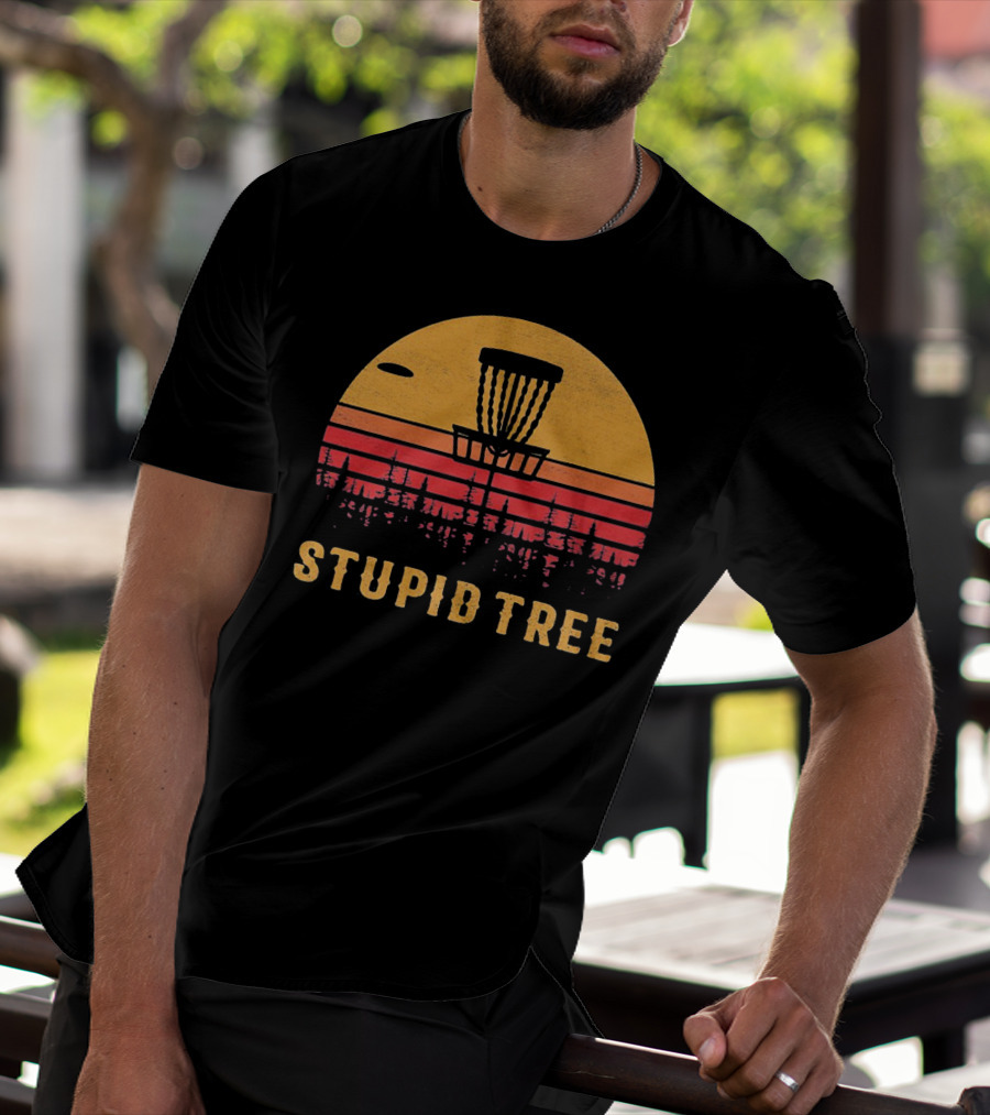 Stupid Tree Disc Golf Vintage Sunset Frisbee T-Shirt