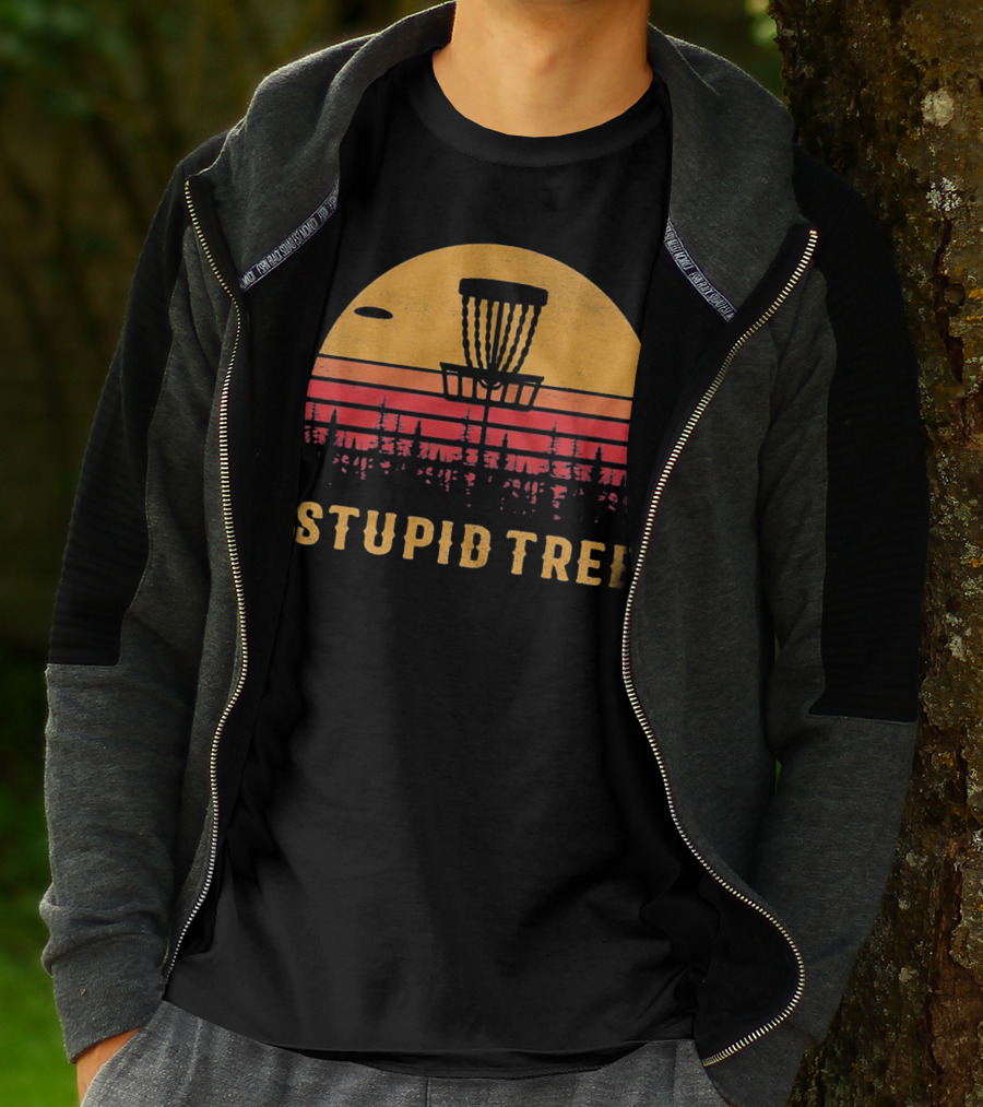Stupid Tree Disc Golf Vintage Sunset Frisbee T-Shirt