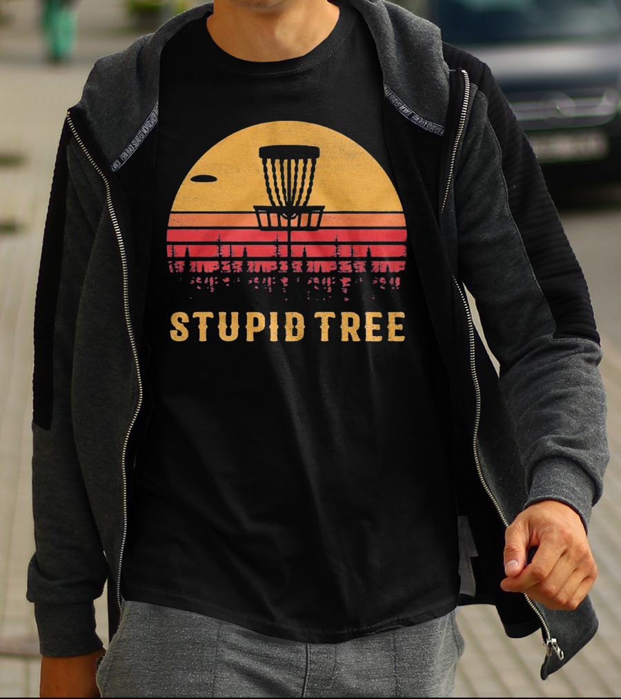 Stupid Tree Disc Golf Vintage Sunset Frisbee T-Shirt