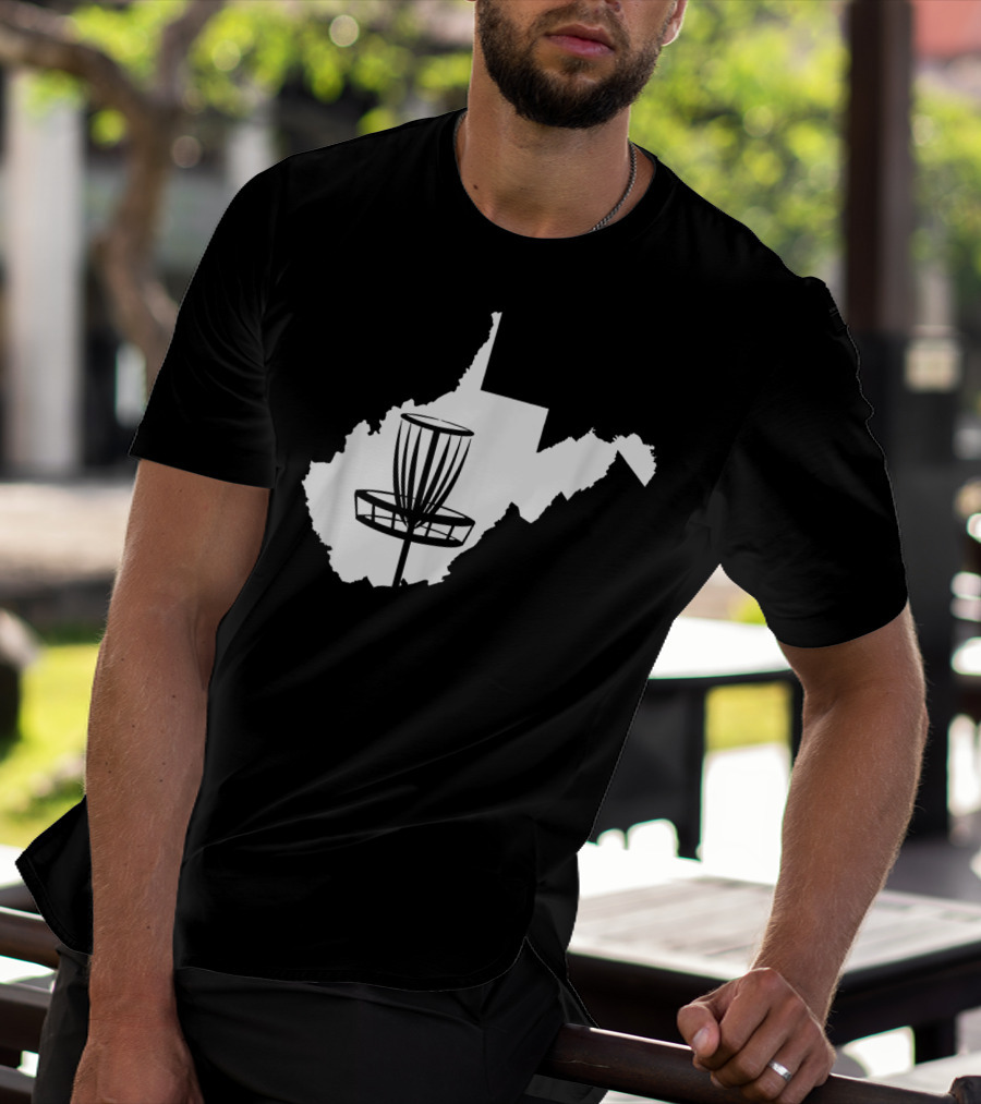 West Virginia Disc Golf State Map Basket T-Shirt