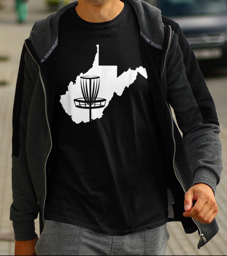 West Virginia Disc Golf State Map Basket T-Shirt
