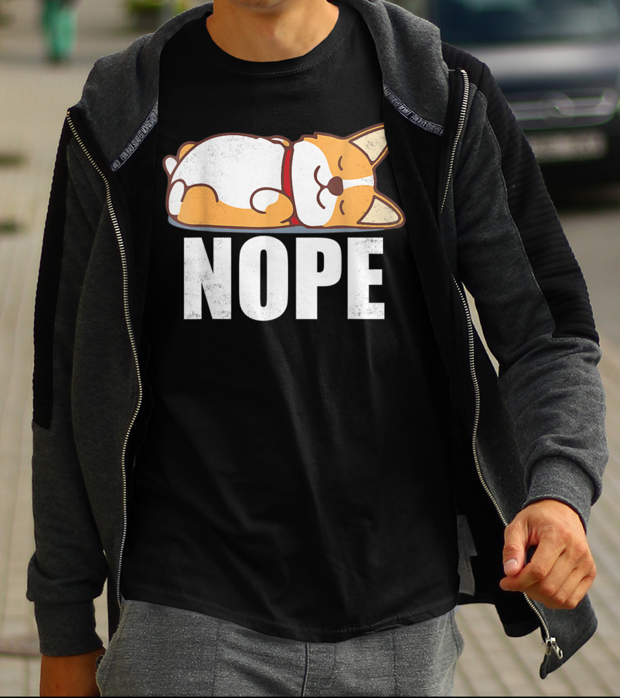 Cute Corgi Nope Vintage Funny Lazy T-Shirt