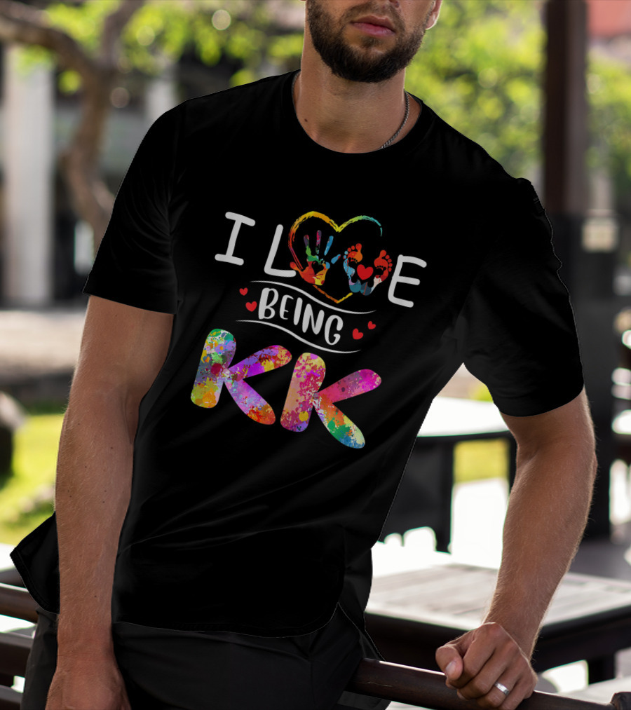 I Love Being KK Colorful Handprint Heart Grandma T-Shirt