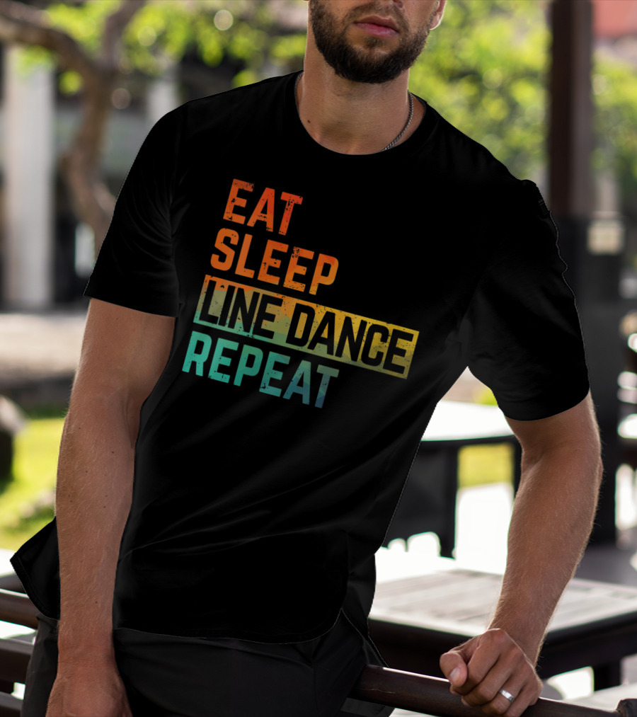 Eat Sleep Line Dance Repeat Watercolor T-Shirt
