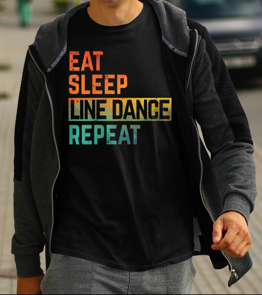 Eat Sleep Line Dance Repeat Watercolor T-Shirt