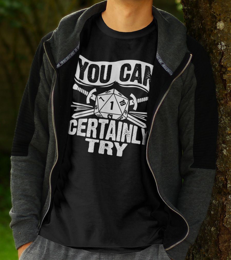 You Can Certainly Try Critical Fail D20 Dice Swords And Banner T-Shirt