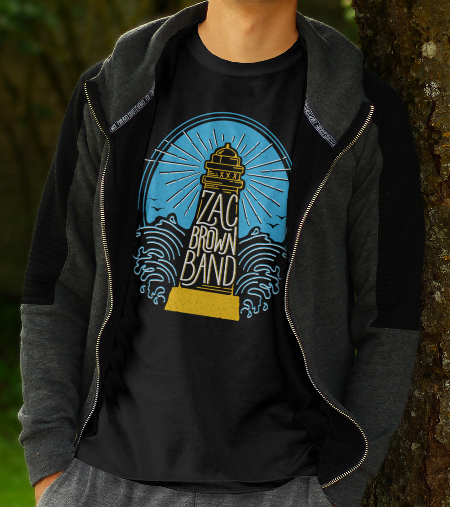 Zac Brown Band Lighthouse With Waves And Birds T-Shirt