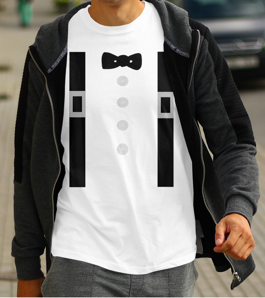 Amish Costume Bow Tie Suspenders Button T-Shirt