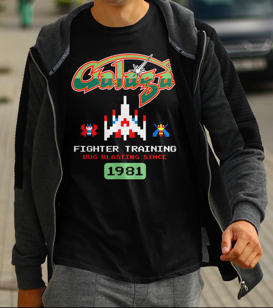 Galaga Fighter Training Bug Blasting Since 1981 Vintage Arcade Video Game T-Shirt