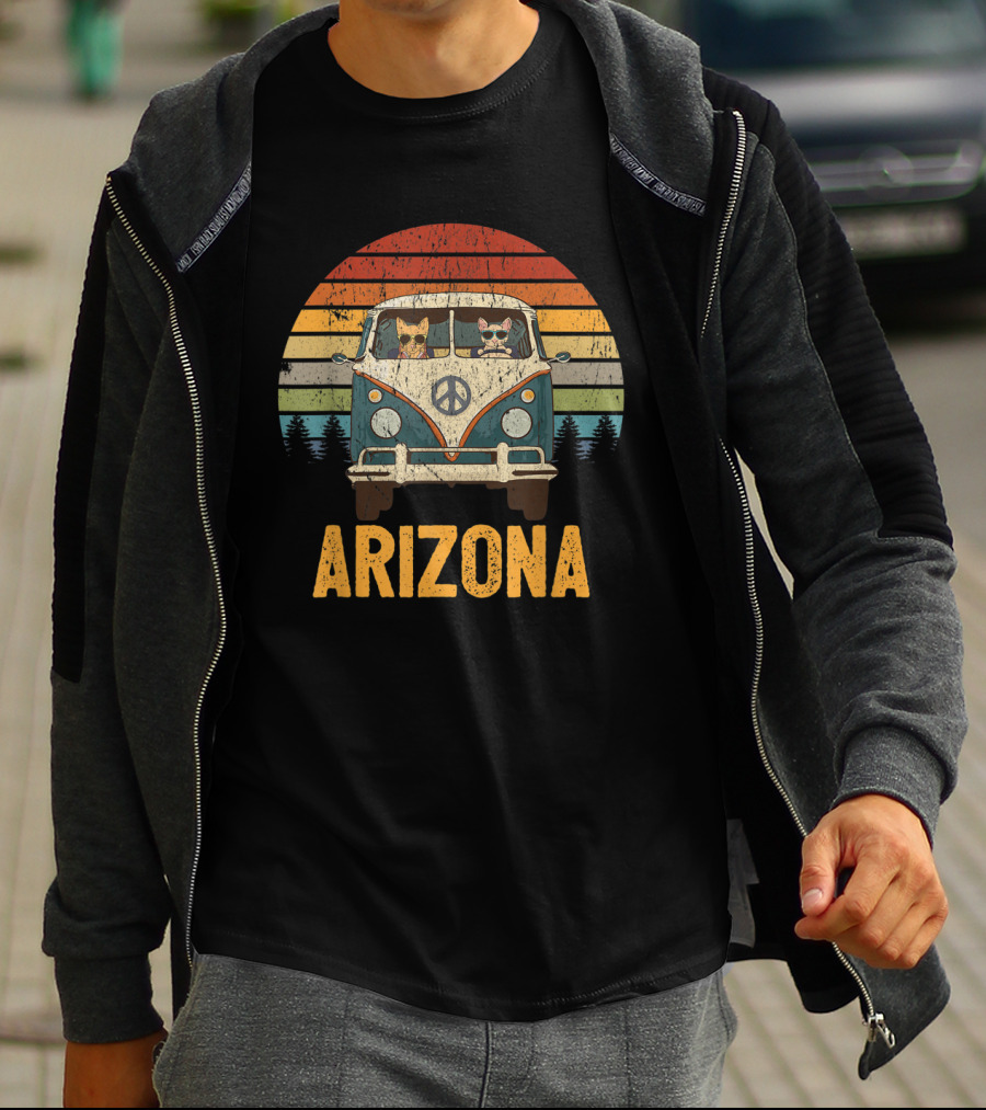 Arizona Cool Cats Groovy Peace Van Road Trip T-Shirt
