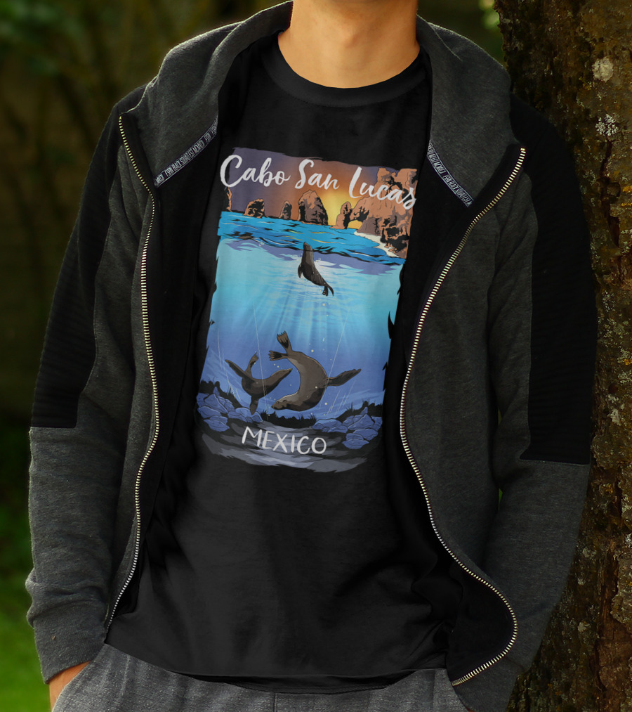 Cabo San Lucas Mexico Seals Ocean Rocks T-Shirt