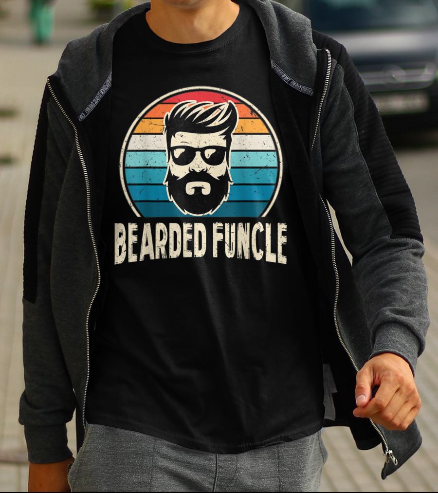 Bearded Funcle Retro Vintage Style Funny Cool Fun Uncle Birthday T-Shirt