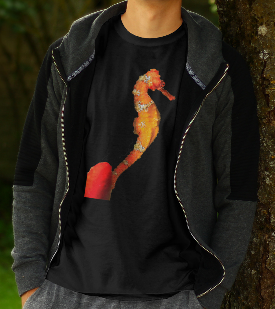 Beautiful Orange And Yellow Swimming Seahorse Figure T-Shirt