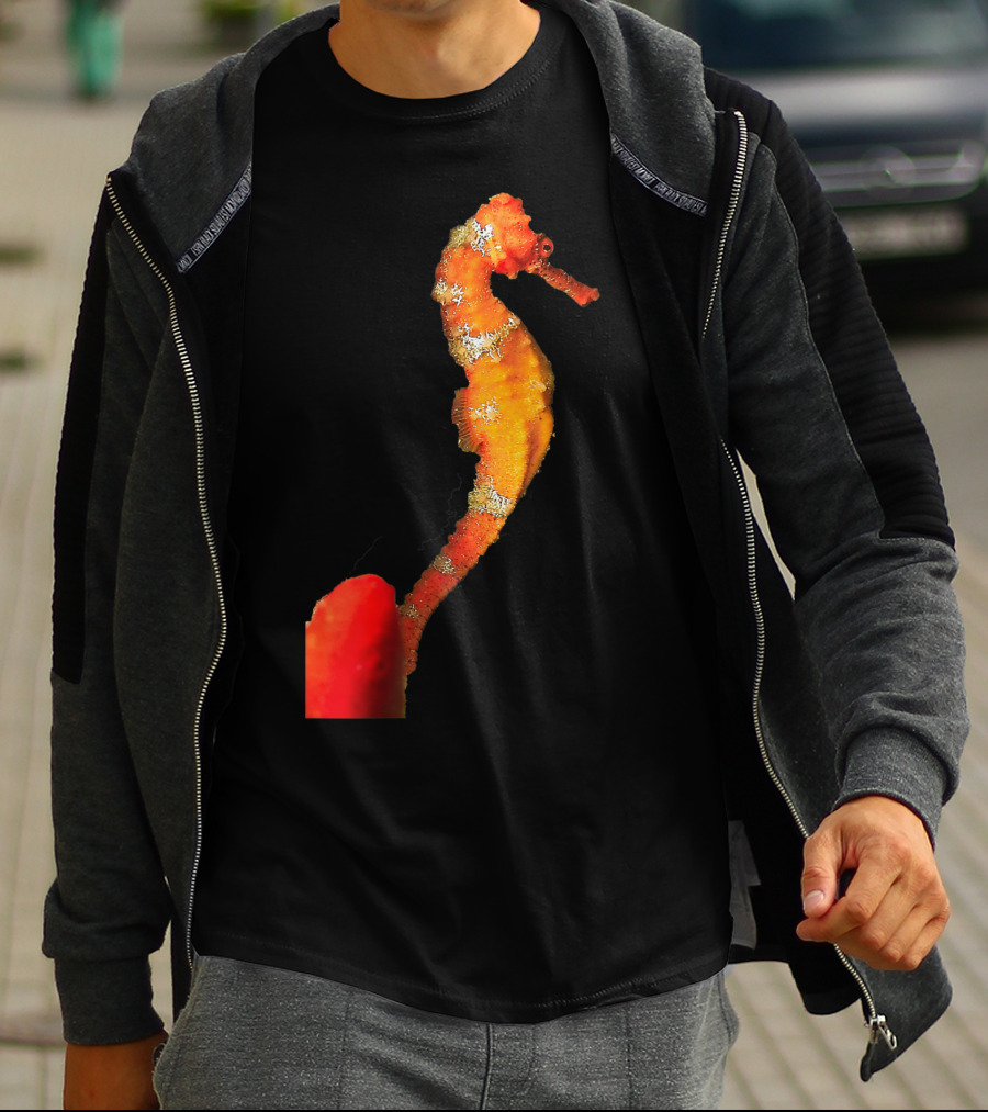 Beautiful Orange And Yellow Swimming Seahorse Figure T-Shirt