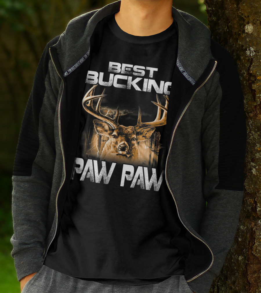 Best Bucking Paw Paw Funny Hunting Father's Deer Head Antlers T-Shirt