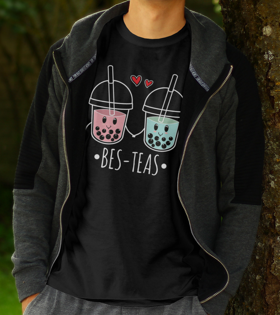 Besteas Bubble Tea Cute Boba Milk Lover With Hearts T-Shirt
