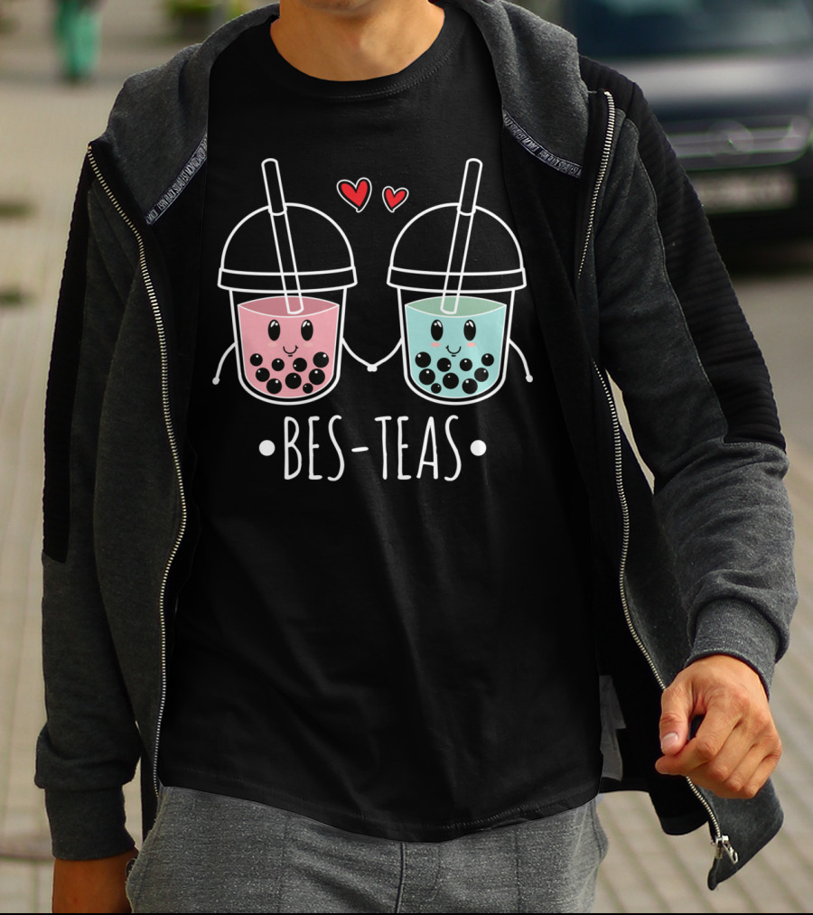 Besteas Bubble Tea Cute Boba Milk Lover With Hearts T-Shirt