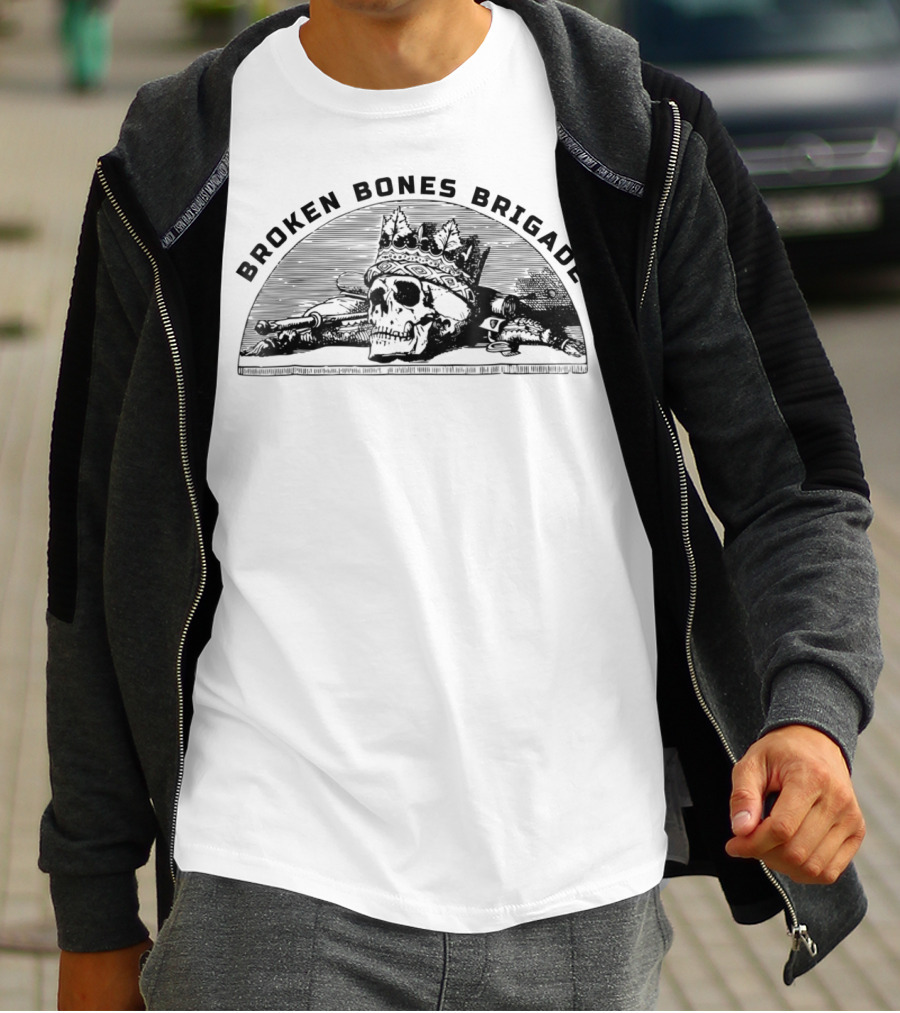 Broken Bones Brigade Crowned Skull Skateboard Pro T-Shirt