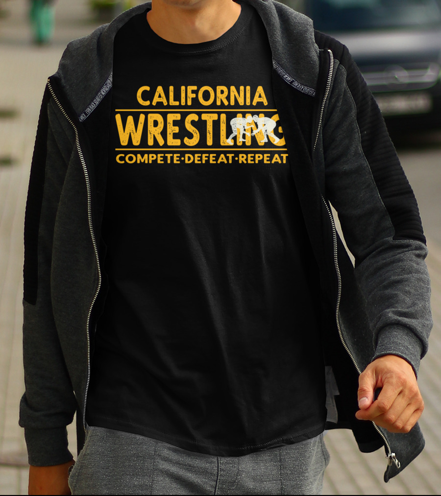 California Wrestling Compete Defeat Repeat Wrestling T-Shirt