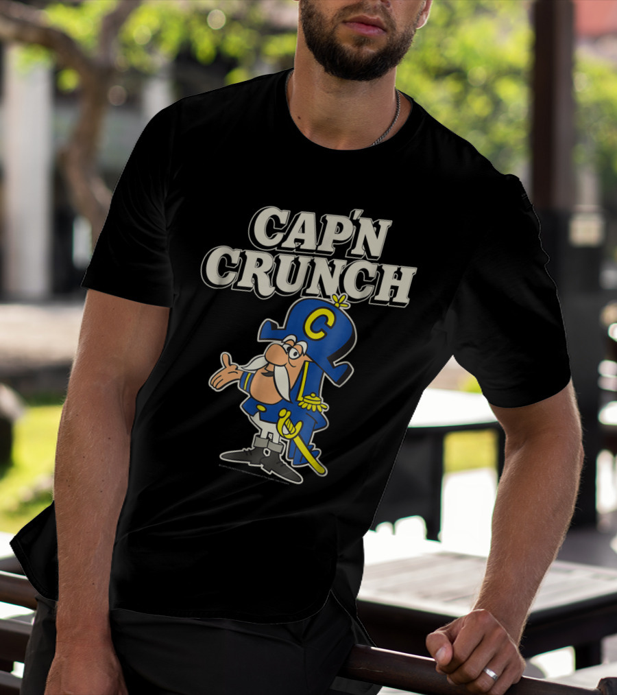 Cap'n Crunch Cap'n Blue Hat Yellow Accents Classic Cereal Character T-Shirt