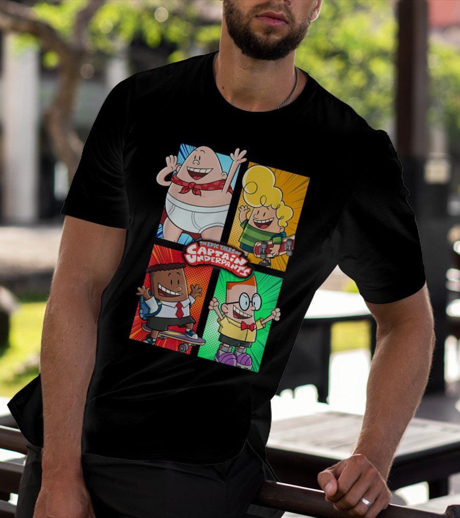 The Epic Tales Of Captain Underpants Cartoon Characters Quartet T-Shirt