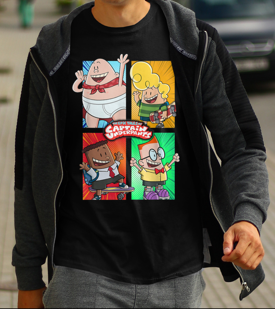 The Epic Tales Of Captain Underpants Cartoon Characters Quartet T-Shirt