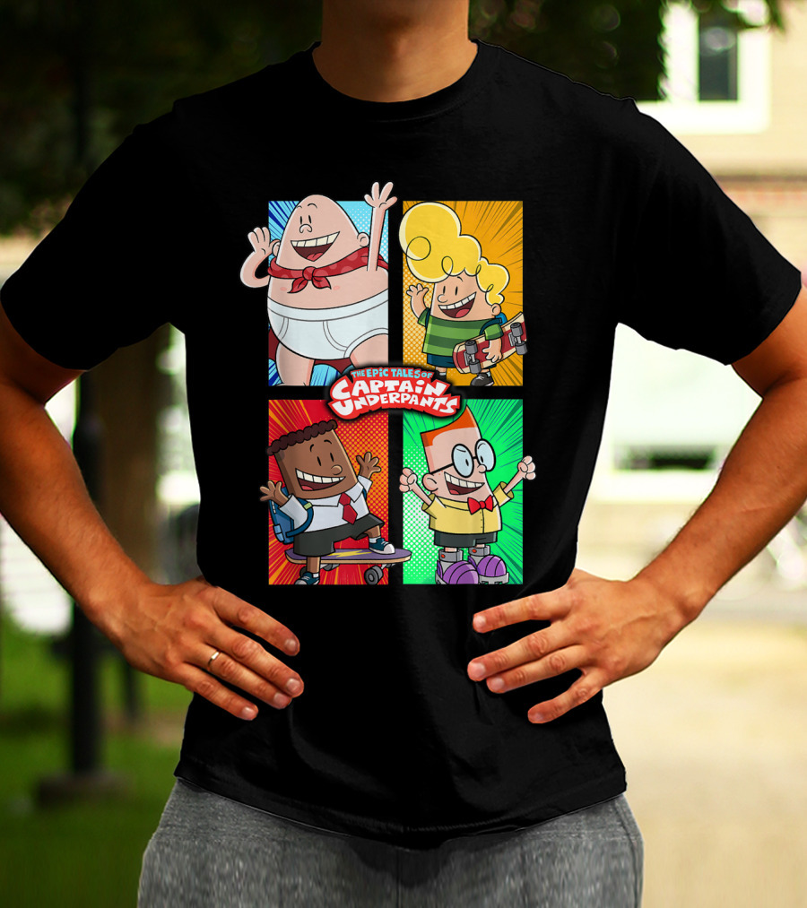 The Epic Tales Of Captain Underpants Cartoon Characters Quartet T-Shirt