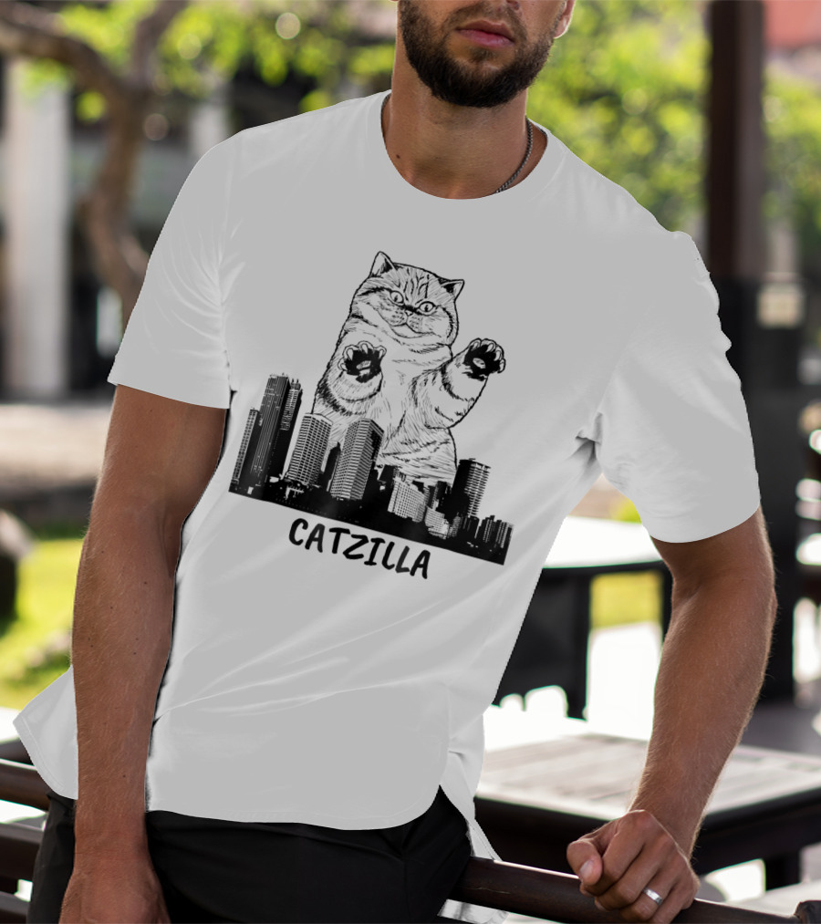 Catzilla Kitty Cat Pop Culture Cityscape Monster Kitty T-Shirt